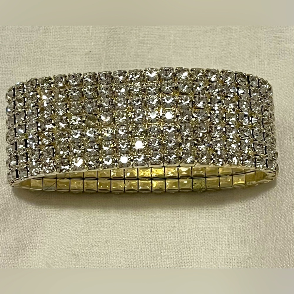 Wide stretchy rhinestone bracelet